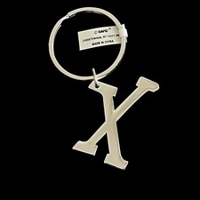GANZ Letter X Initial Keychain Statement Key Ring Silver Tone Metal New