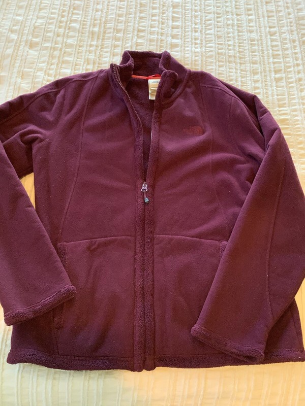 The North Face Full Zip Jacket M Burgundy Logo Sexy EUC