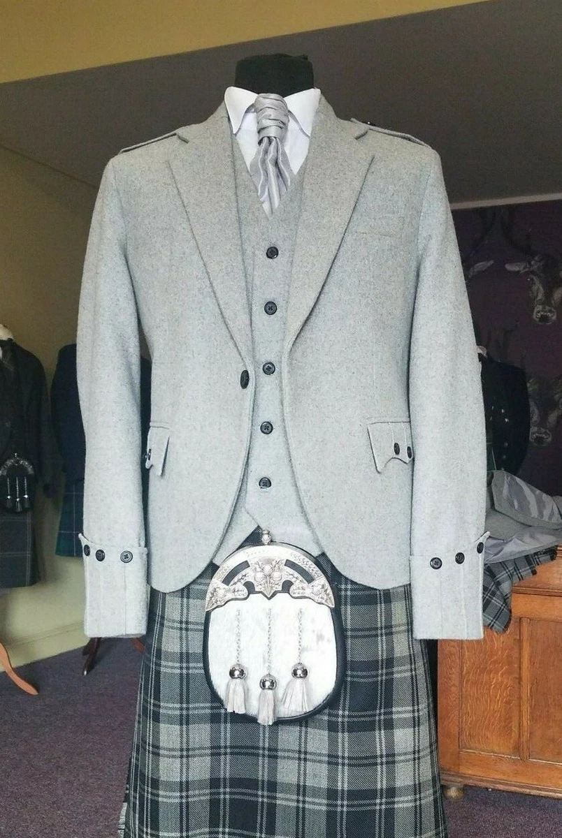 A Modern Scottish Kilt Suit with Jacket, Waistcoat, Sporran, Shoes and  Cumberbunds, Socks Etc