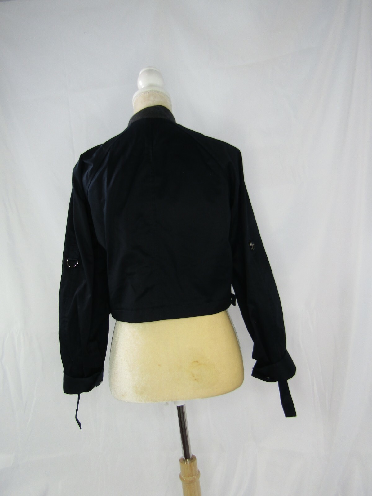 ICB Black Gray Zip Front Cropped Jacket Size 0 - image 3