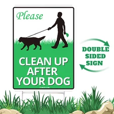 Clean Up After Your Dog Pet Sign No Pooping Warning Lawn Signs Metal Stake