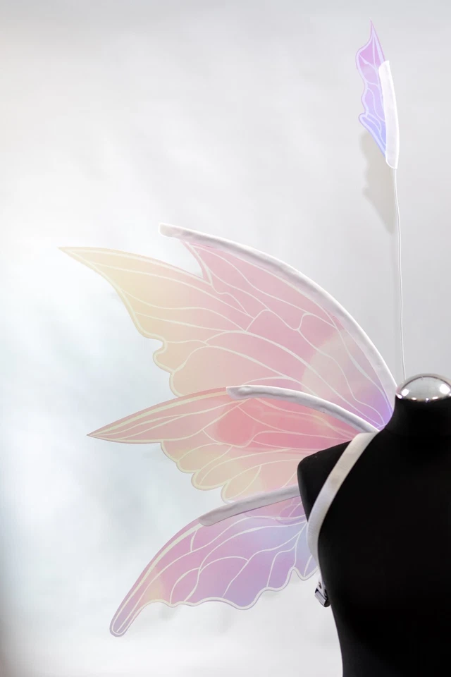 Light Pink Fairy Wings Costume Adult Butterfly Cosplay Iridescent Halloween - Image 2 of 4