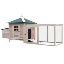 77" Wooden Chicken Coop with Nesting Box, Outdoor Hen House with Removable Tray