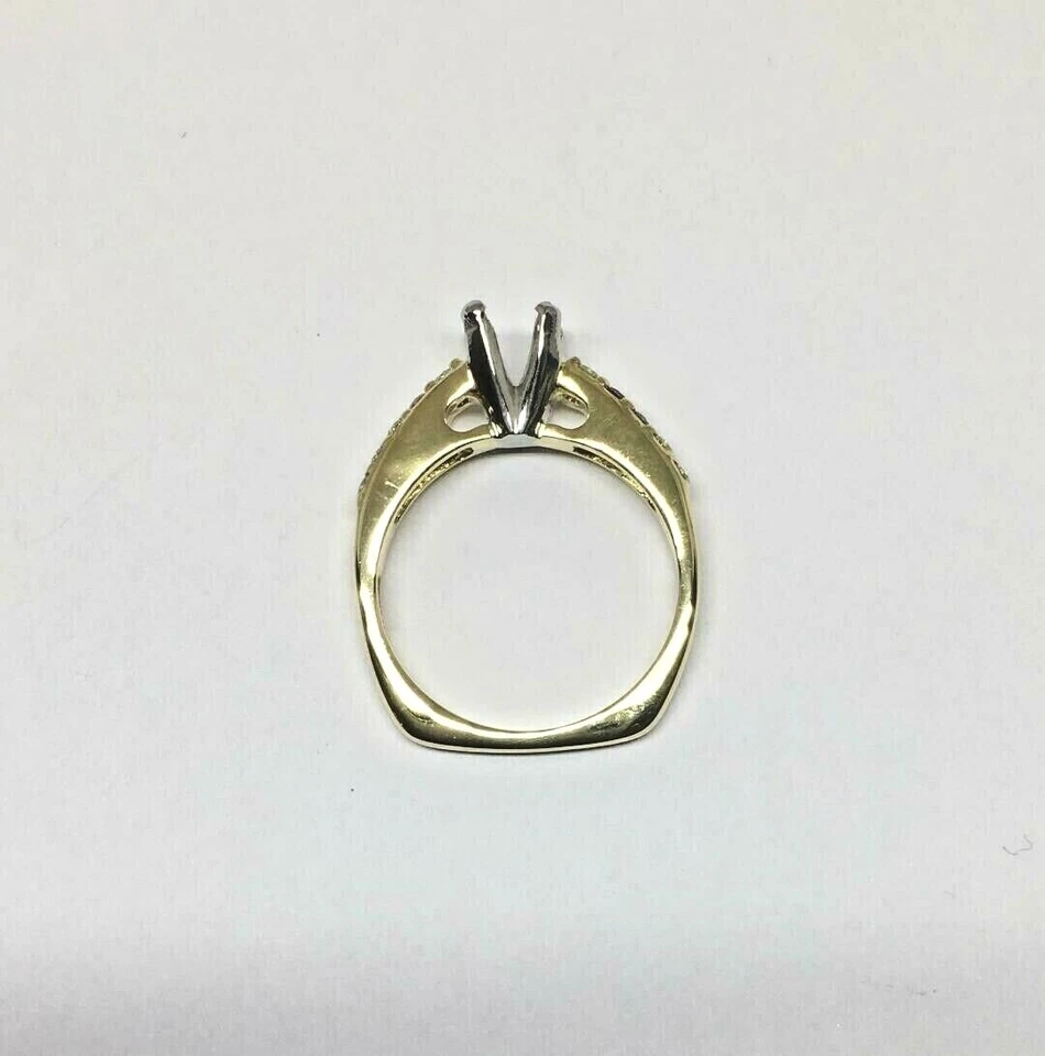 Anel de noivado assinado Scott Kay 18k YG e platina diamante montagem tamanho 6,5 - Imagem 3 de 4