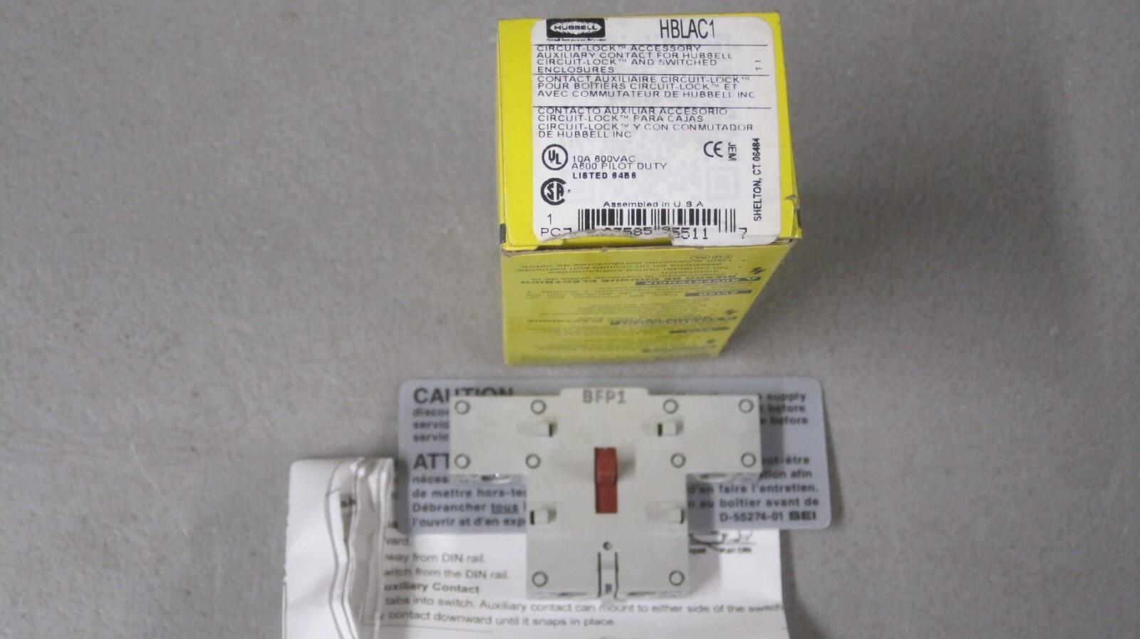 HUBBELL AUXILARY CONTACT BLOCK # HBLAC1