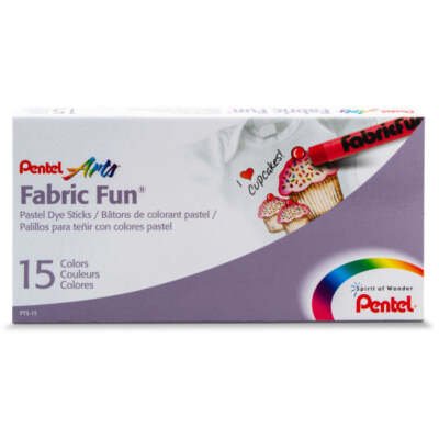 Pentel Arts Fabric Fun Pastel Dye Sticks - 15 Color Set (PTS-15) Pack Size: 1