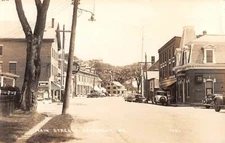 SEARSPORT, ME ~ MAIN ST., GAS STA. & COCA COLA ~ REAL PHOTO POST CARD ~ c.1930's
