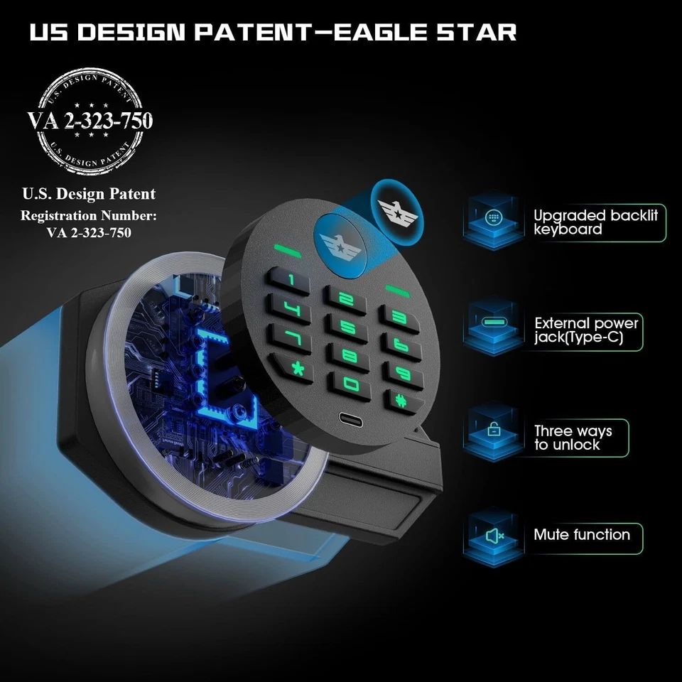 7.0 Cub Safe Box, Home Large Safe with Deposit Slot and Backlit Keyboard - Image 2 of 4