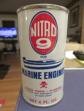 Vintage NITRO 9 FOR MARINE ENGINES Full 4 Fl Oz Can (New Old Stock)