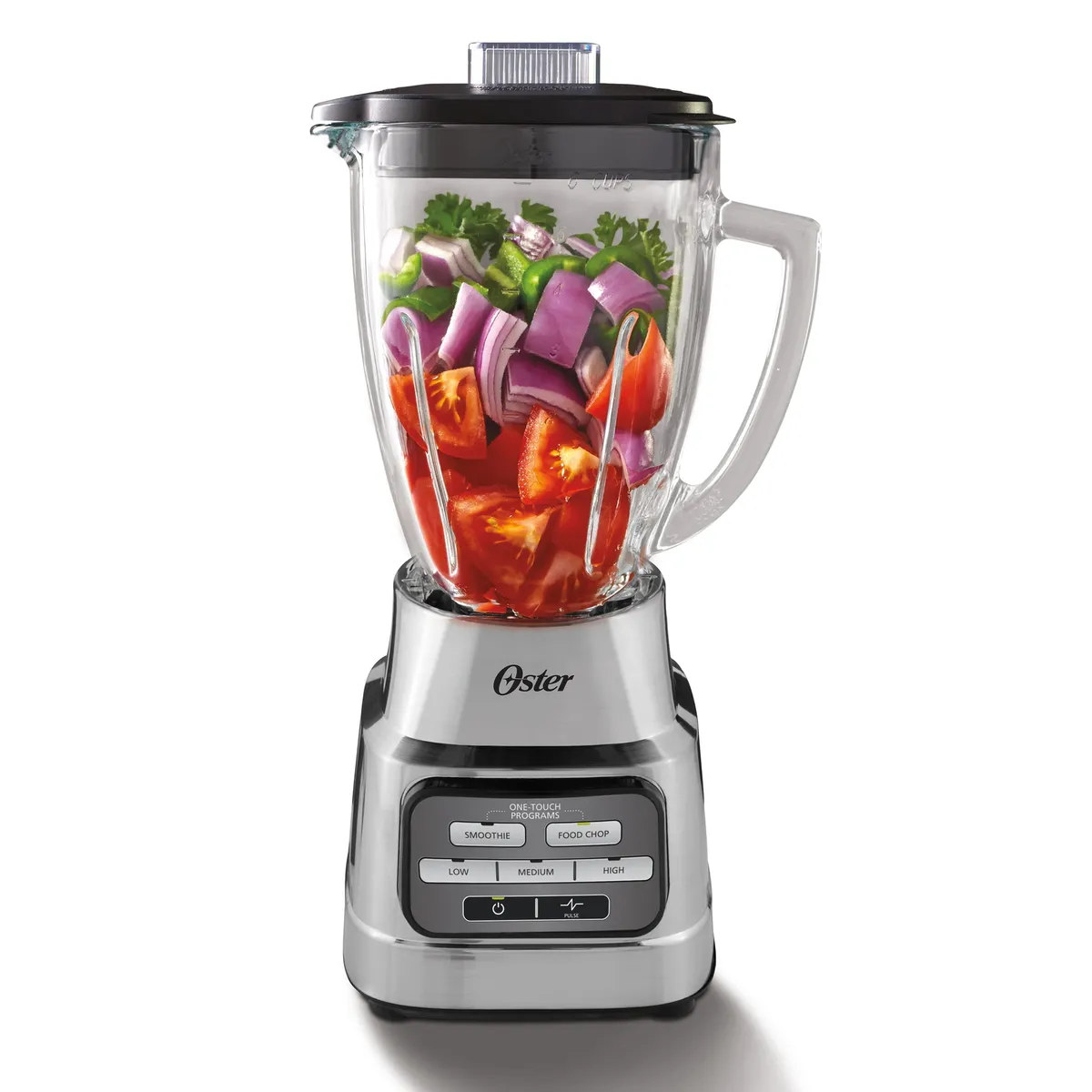 US Ship Oster One-Touch Blender with Auto-Programs and 6-Cup Boroclass  Glass Jar