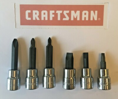 #ad #ad Craftsman Screwdriver Bit Socket Set Phillips Flat 3 8quot; Drive 6pc P1 P2 P3 $19.95