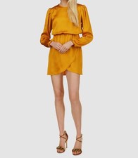 $140 Michael Kors Women's Orange Long Sleeve Satin Flounce Mini Dress Size US M