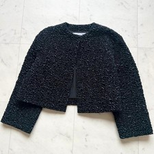 Christian Dior Velvet Floral No Collar Jacket Dark Navy Size 36