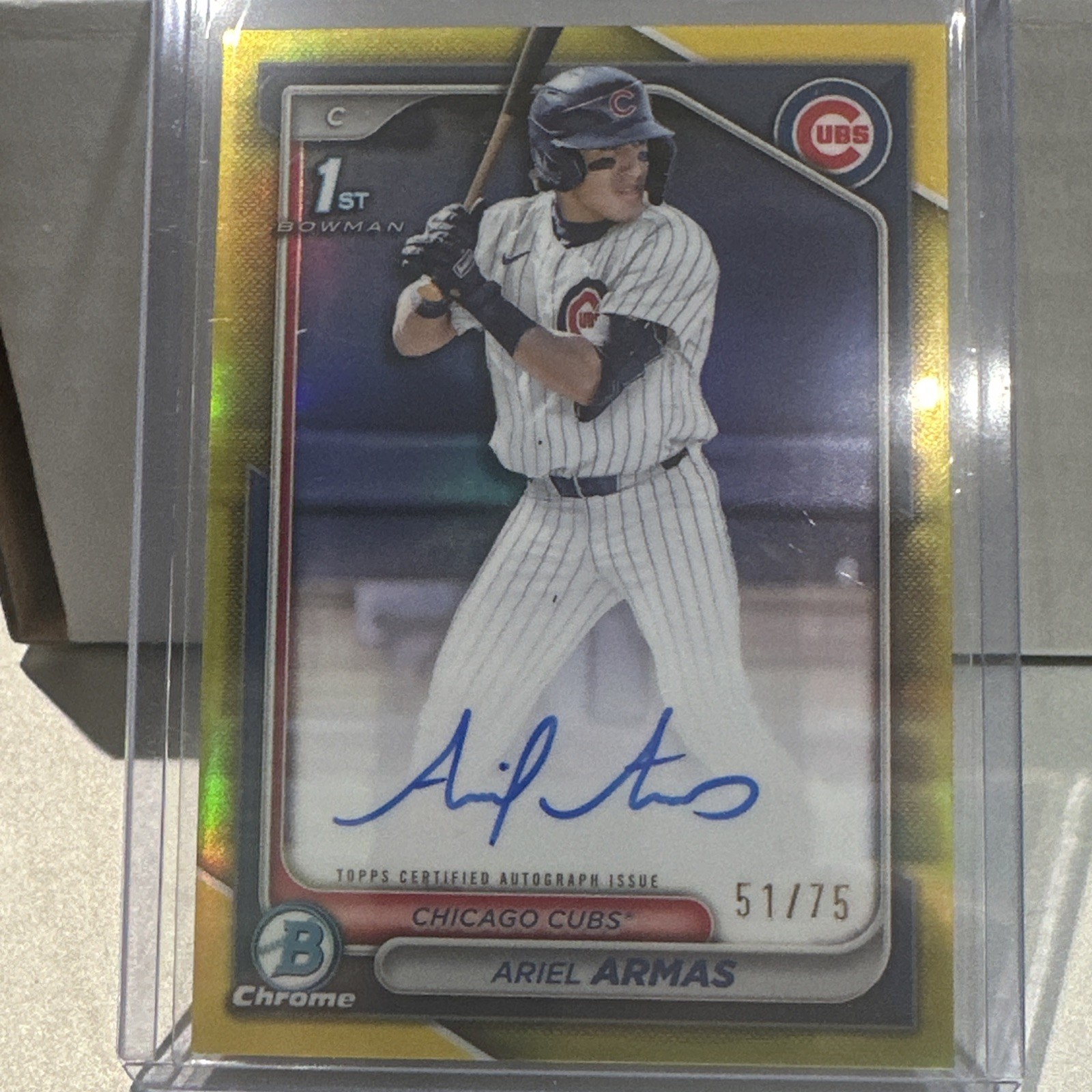 Ariel Armas 2024 Bowman Chrome 1st Yellow Refractor Auto /75 #CPA-AA Cubs