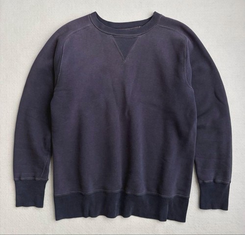 The Real McCoy's, Real McCoys Ball Park Double V Sweatshirt Fade Navy Eggplant Size 38 Japan used