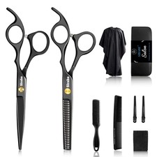 10 PCS Professional Hair Cutting Scissors Set - Thinning Shears, Comb, Cape Cl