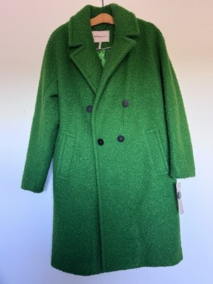 NWT BCBGeneration Women's Double Breasted Boucle Walker Coat M Green $315 Retail