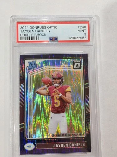 2024 Donruss Optic Jayden Daniels Purple Shock PSA 9 Rated Rookie #248 RC