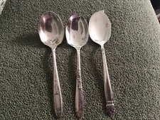 Lot Of 3=Mixed Ornate Patterns Silverplate Berry Or Shell Sugar Spoons Craft Use