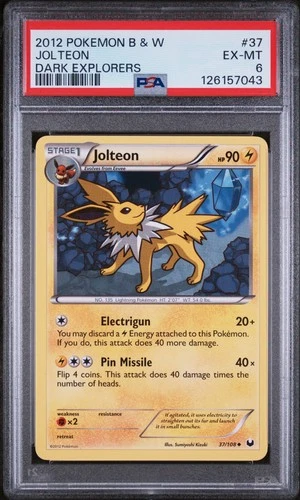 2012 POKEMON BLACK & WHITE DARK EXPLORERS #37 JOLTEON PSA 6