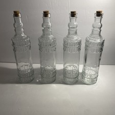 Decorative Clear Glass Bottle 13 Tall w Cork Stopper Rope Detail