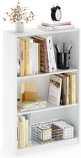 JAYA Book Shelf, 3-Tier Bookshelf, Bookcase with Adjustable Shelves, 9.5 X 24.5