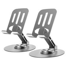 2PCS Adjustable Metal Phone Stand 360 Rotation Non Slip Holder for Phone Tablet