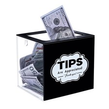 Yamahiko Acrylic Tips Jar for Money, Tip Box Bartender Bars Money clear