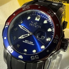 Invicta 39102 Pro Diver Men's 48mm Quartz Blue Sunray Dial Silicone Strap Watch