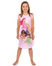 Disney Princess Nightgown Girls' Princess Group Ruffle Sleeve Sleepwear 8 