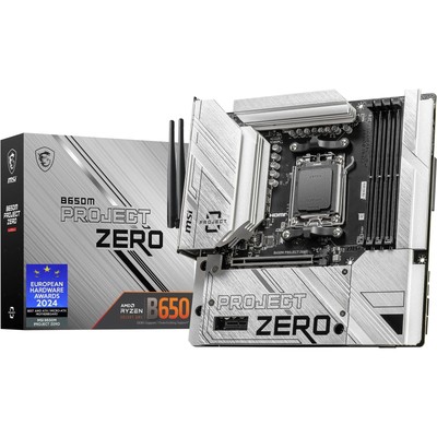 MSI B650M PROJECT ZERO Motherboard, Back-connect Micro-ATX - Supports AMD Ryzen 