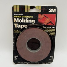 3M Super-Strength Molding Tape 1/2 in X 15 Ft Double-Sided Made in USA NOS