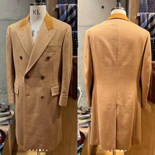 Camel Cashmere Men's Overcoats Double Breasted Formal Casual Outdoor Long Coat