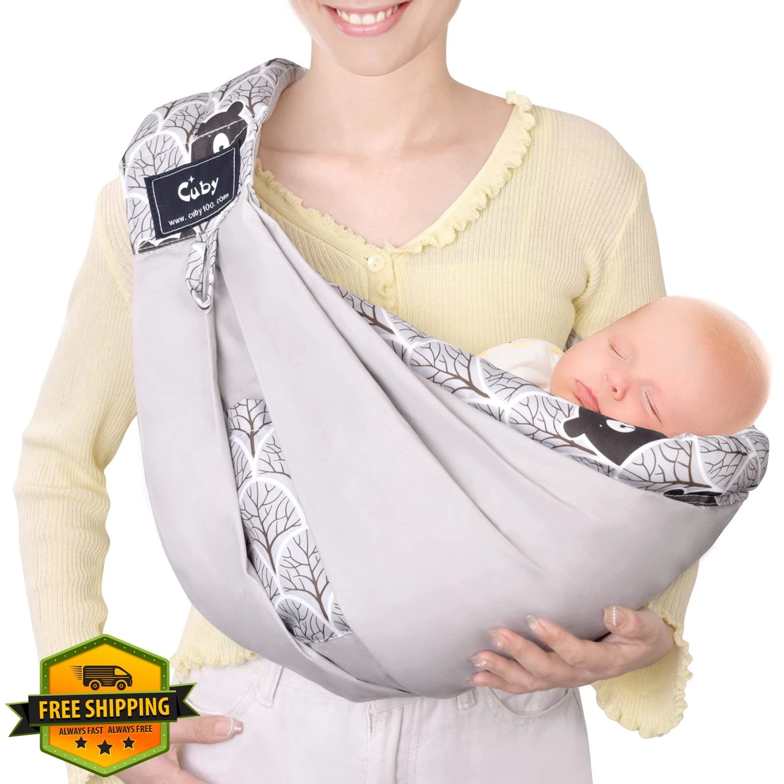 Cuby Baby Wrap Sling Carrier Gray Bear