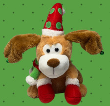 Sound N Light Animated Christmas Dog Plush Sings "I Feel Good"  Flaps Ears 13"