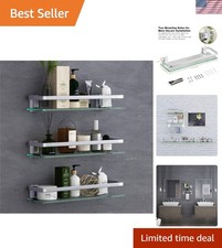 Stylish 15.7in Floating Shelf - Rustproof Glass Organizer for Bath and Kitchen