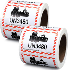 1000 Pcs UN3480 Caution Lithium Battery Labels - 4 x 2.75 Inch Adhesive Safety S