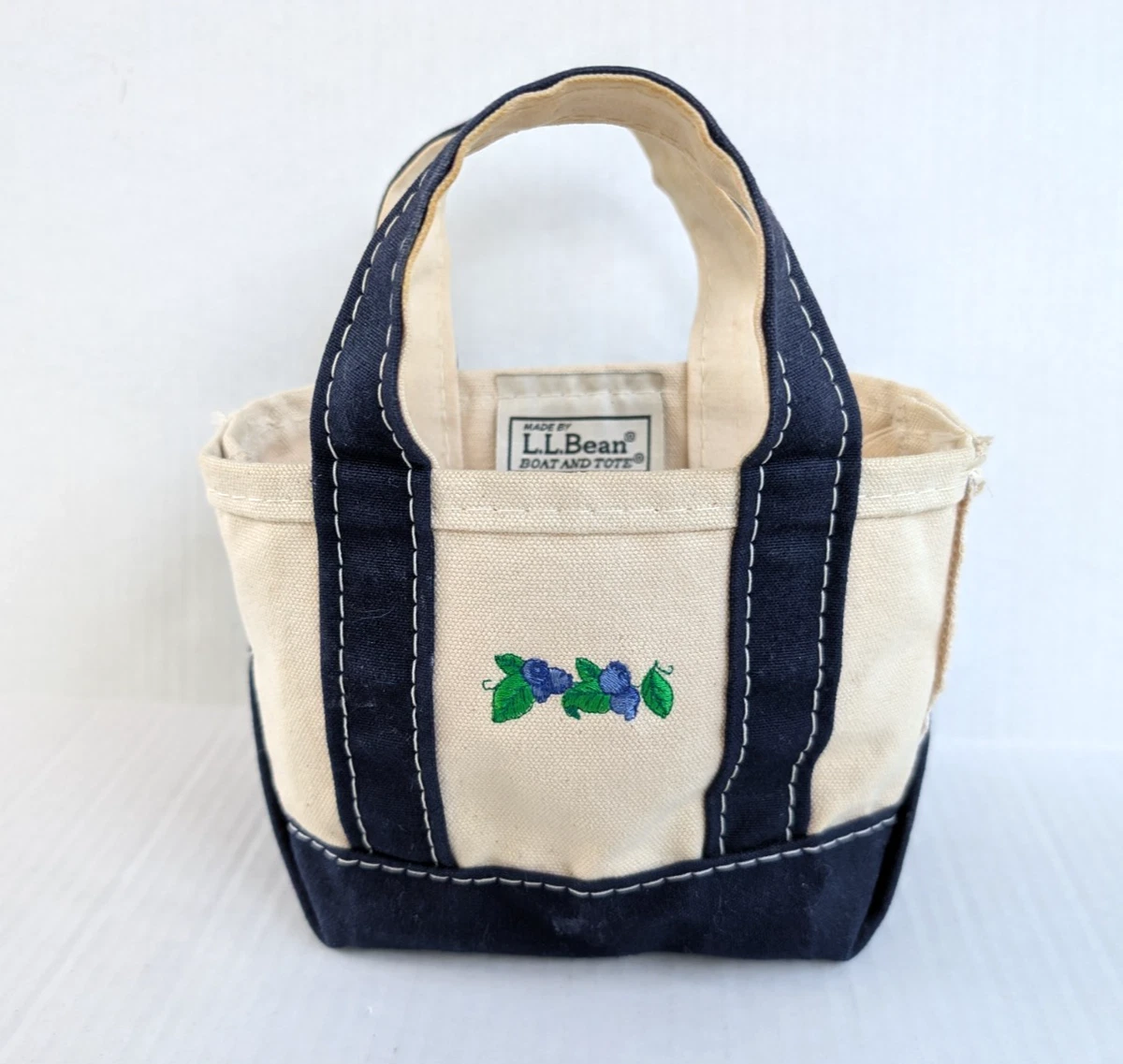 90s USA製 L.L.BEAN mini boat&tote bag 紺 白 トートバッグ 