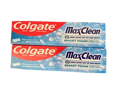 2X Colgate MaxClean Smart Foam Anticavity Fluoride Toothpaste With Whitening 6oz