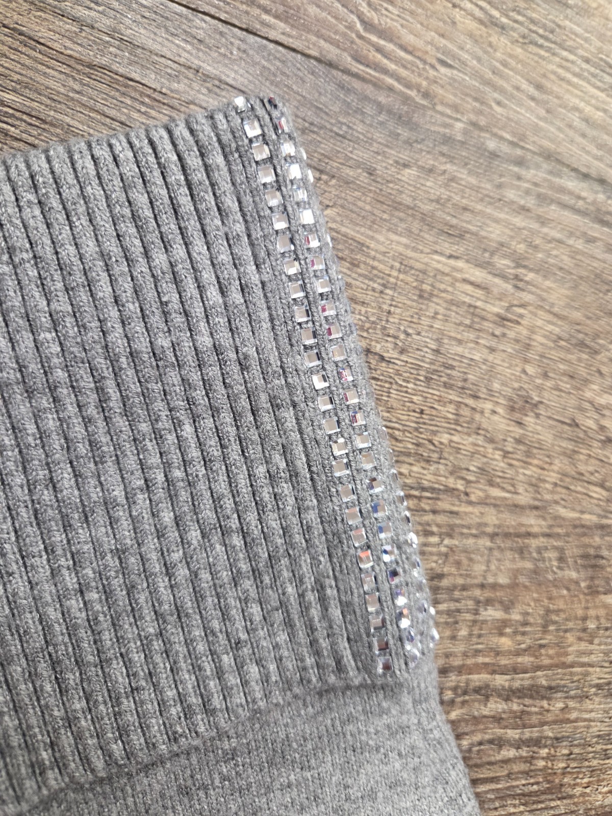 Chico's Solid Gray Rhinestone Sweater Poncho Drap… - image 2