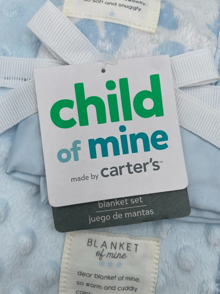 New Carters Child of Mine Blanket of Mine Blue Minky Dot & Security Puppy Dog - Image 3 of 4