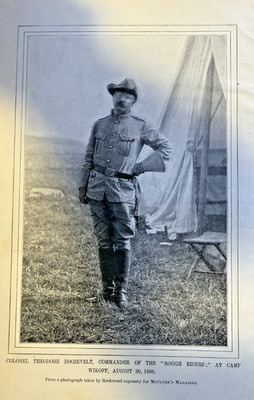 1898 Vintage Magazine Illustration Colonel Theodore Roosevelt Rough Riders
