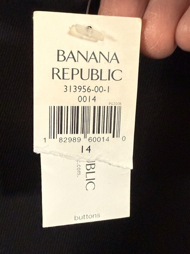NWT Banana Republic Black wool sleeveless dress w/ buttons mock neck size 14 - Picture 6 of 7