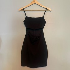 Windsor Black Bodycon Mini Dress Square Neck Waist Cutout Strappy Size Small