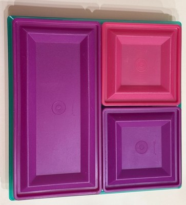 7 Piece Vintage TUPPERWARE Get Together Buffet Serving Set Jewel Tone 1980s
