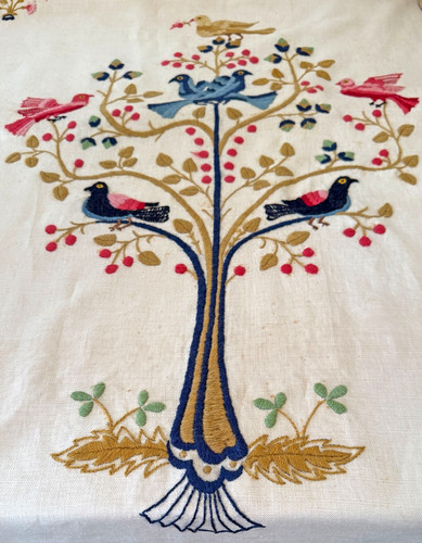 Antique English Arts & Crafts Hand Made Crewel Work Panel - Tree of Life  ZZ736