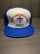 Vintage Snap Back Truckers Hat Blue/White - Logo