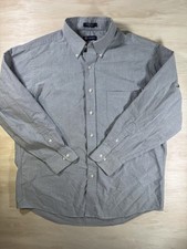 Chaps Classic Fit Oxford Dress Shirt Grey Large 16 Preppy College Business