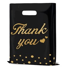 Thank You Plastic Shopping Bags 100 Pack, 9"x12" Polka Dot Merchandise Packaging