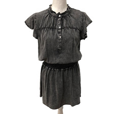 Rails Amina Chambray Mini Dress Womens Medium Gray Drop Waist Whimsigoth